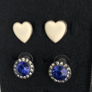 • w h i t e enamel // heart earrings •